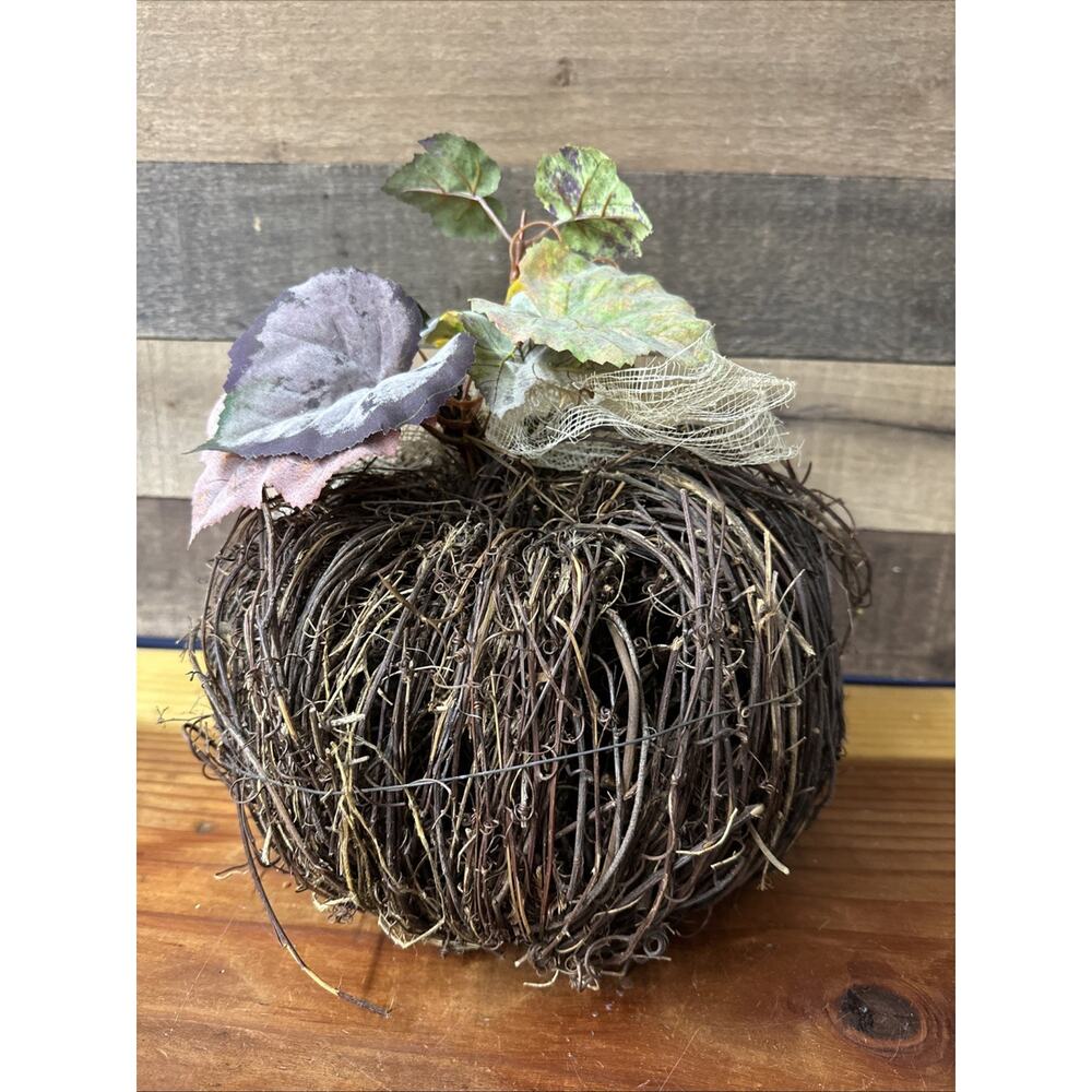 Grapevine Pumpkin Fall Halloween Decor 11”
